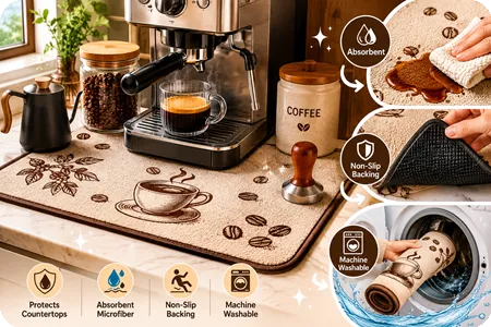 Absorbent Coffee Station Mat