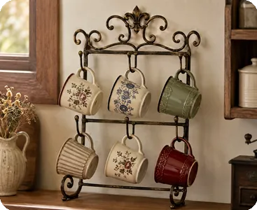 Vintage-Inspired Mug Display Rack