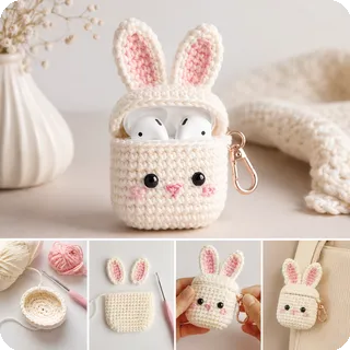 Amigurumi Bunny Ears AirPods Holder