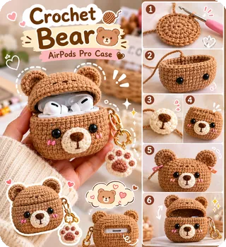 Crochet Bear AirPods Pro Case