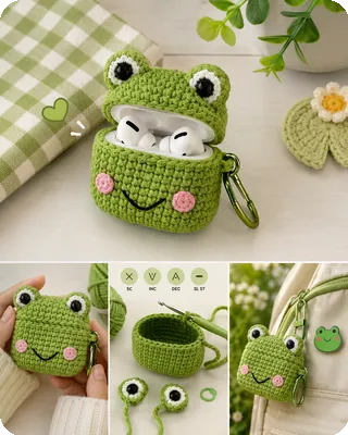 Crochet Frog AirPods Case