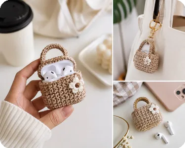 Crochet Mini Tote Bag AirPods Case