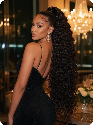 Extra-Long Deep Wave Ponytail with High Volume