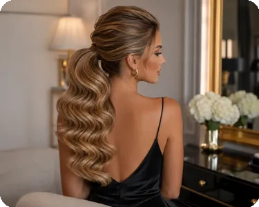 Glamorous Wavy Ponytail with Polished Volume