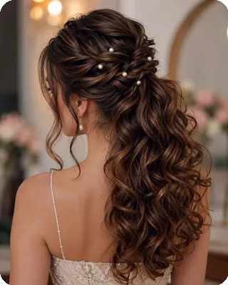 Romantic Woven Half-Up Style with Pearl Accents