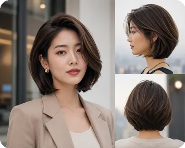 Side-Parted Dimensional Bob