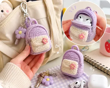 Tiny Backpack AirPods Keychain Case